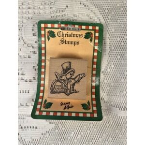 Vintage Stamp Affair Christmas Rubber Stamp Teddy Bear Figure Top Hat New Sealed
